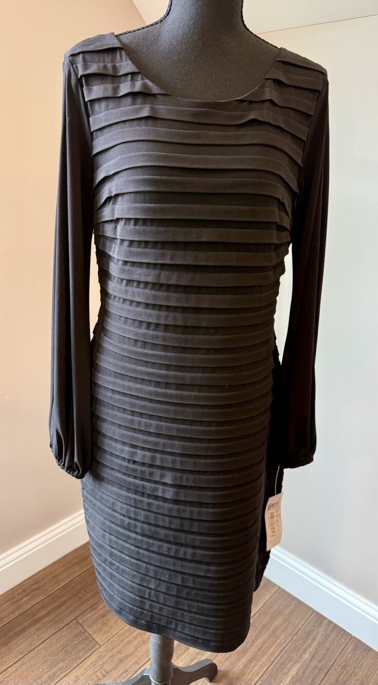 NWT London Times Black Sheath Dress Size 12